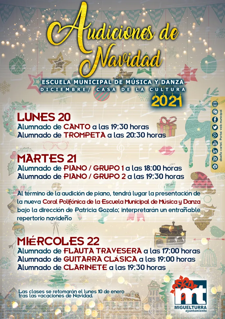 Conciertos/audiciones de Navidad de la Escuela de Música y Danza