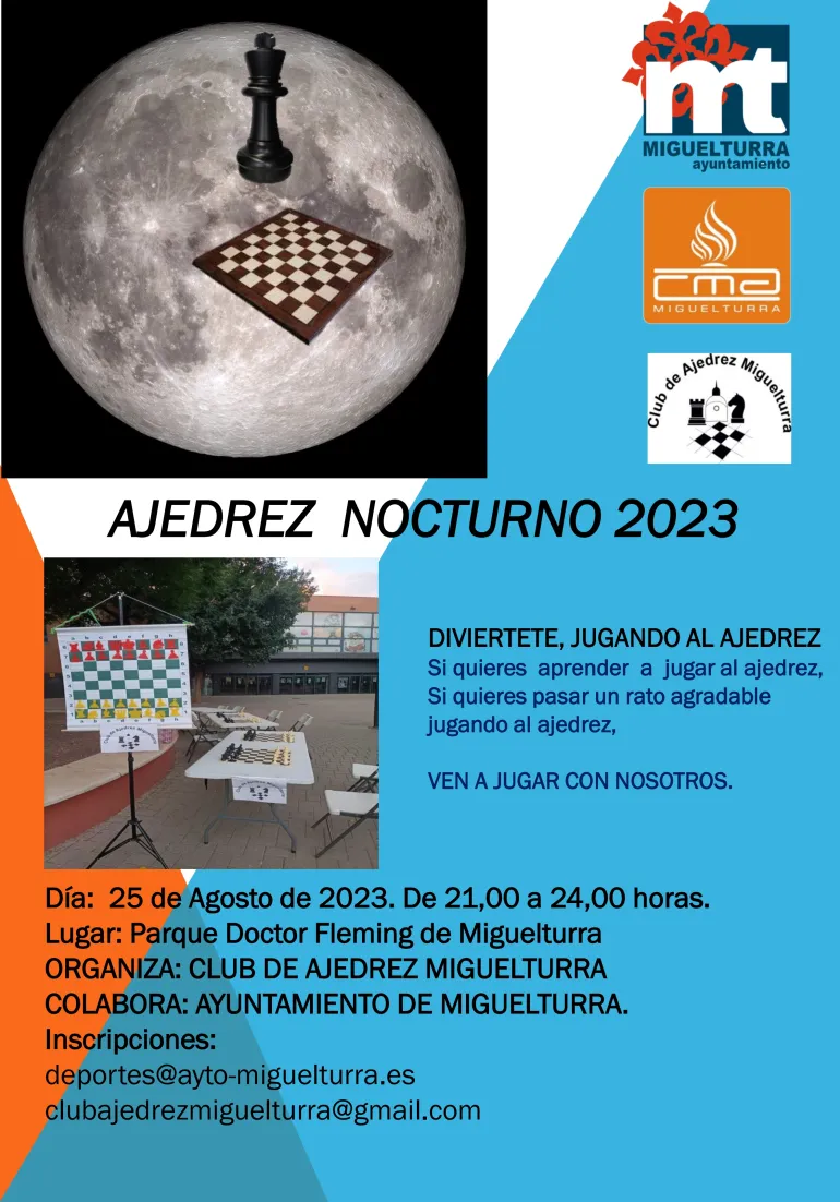 cartel ajedrez nocturno, agosto 2023