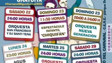 evento imagen cartel conciertos gratuitos del Carnaval 2020 de Miguelturra
