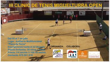 evento imagen del cartel del Clinic de Tenis Miguelturra julio 2019