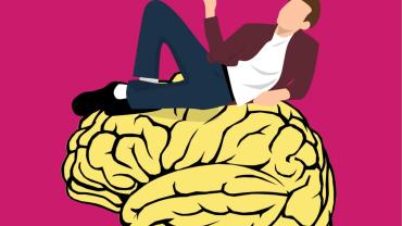 evento imagen de la silueta de un joven sobre un cerebro, vectorial