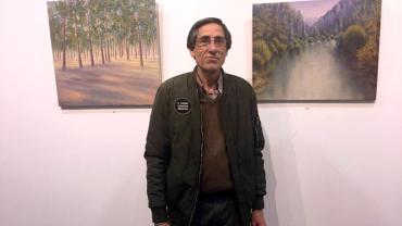 evento imagen del pintor Julián Peco en la exposición, mayo 2017