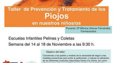 imagen del cartel de los talleres de tratatamiento y prevención de los piojos, diseño cartel Centro de Internet, noviembre 2016