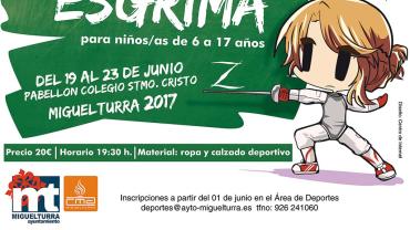 imagen cartel taller de esgrima, junio 2017, diseño Centro de Internet