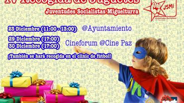 imagen cartel recogida de juguetes Navidad 2016, Asociación Juventudes Socialistas de Miguelturra
