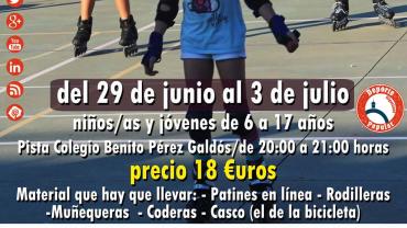 imagen cartel taller patinaje en línea, junio y julio 2015 Miguelturra
