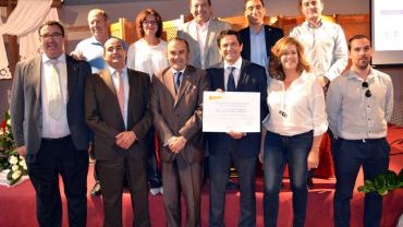 imagen de autoridades, alcaldes y alcaldesas presentes en este acto de reconocimiento de la Semana Santa del Campo de Calatrava, septiembre 2016