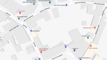imagen de Google Maps de las calles Perlerines, Real y parking público de Miguelturra