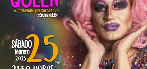 Cartel Concurso Drag Queen Carnaval 2023, diseño portal web con imágenes de Freepik