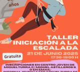 Cartel taller iniciación a la Escalada, verano Juventud Miguelturra 2025