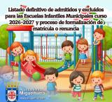 Listado definitivo Escuelas Infantiles 2026-2027, Miguelturra julio de 2026