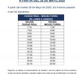 imagen cartel nuevos horarios de autobús entre Miguelturra y Ciudad Real a partir del 26 de mayo de 2020