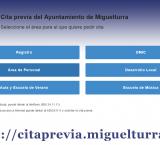 imagen captura de pantalla de la zona Cita Previa del Ayuntamiento de Miguelturra a través de internet