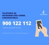 imagen del teléfono gratuito sobre el coronavirus en Castilla-La Mancha, el 900122112