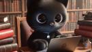 gato negro escribiendo frente a un portátil